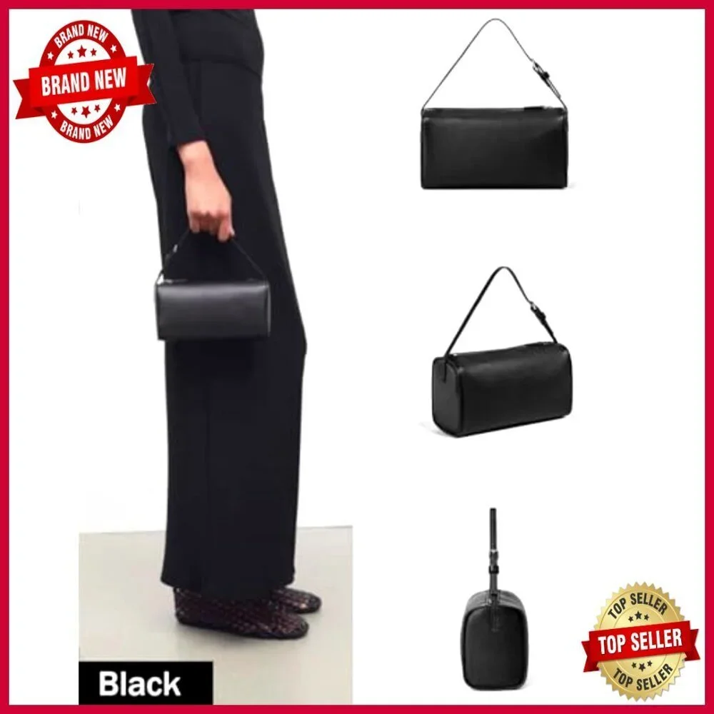 Genuine Leather Barrel Bag Hobo Crossbody Purse Adjustable Strap